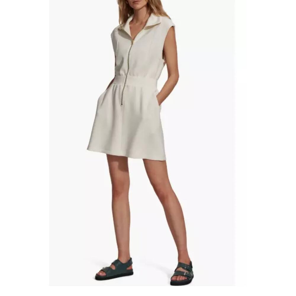 Varley Rosannah Zip Front Minidress In Egret. Size large (NWOT) - Picture 3 of 9
